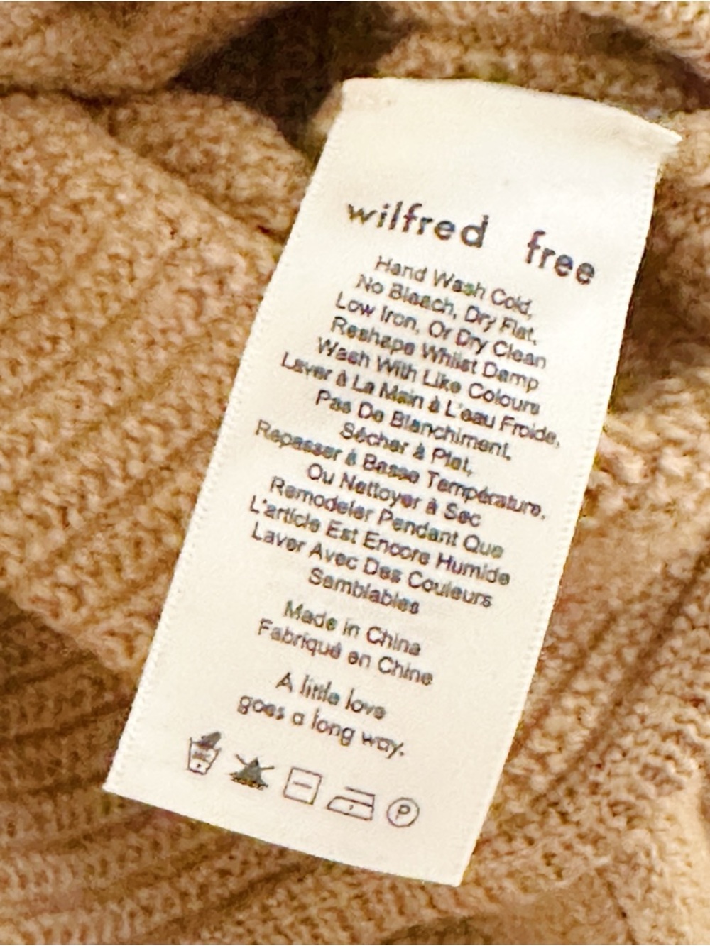 Aritzia Wilfred Free Cropped Crewneck Sweater in Camel Brown M - Picture 4 of 5